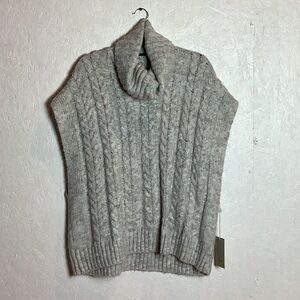 Grey cable knit Joie sleeveless sweater with cowl neck detail